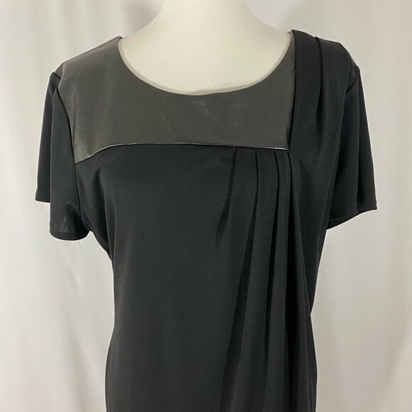 NWOT DKNYC Black Dress with Leather Accents - Picture 3 of 7